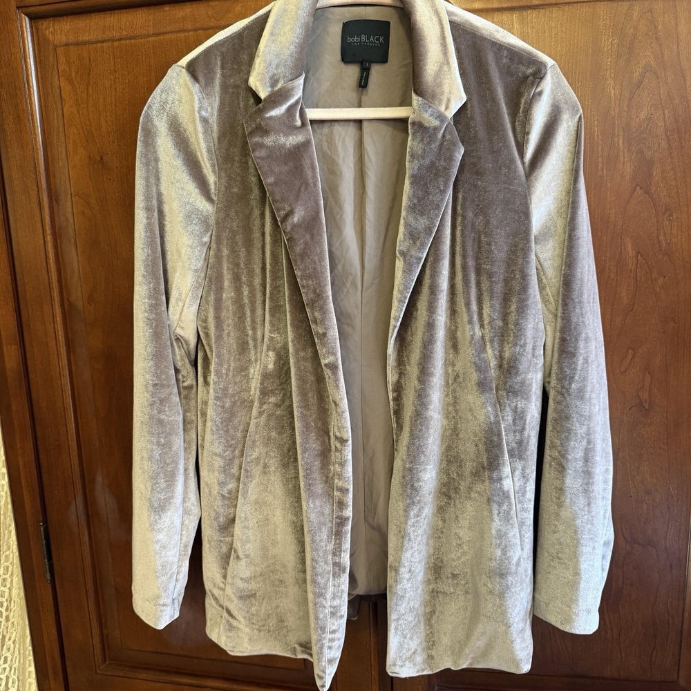 Bobi Black Womens Velvet Open Front Blazer Size Small Mauve Taupe Boho Chic